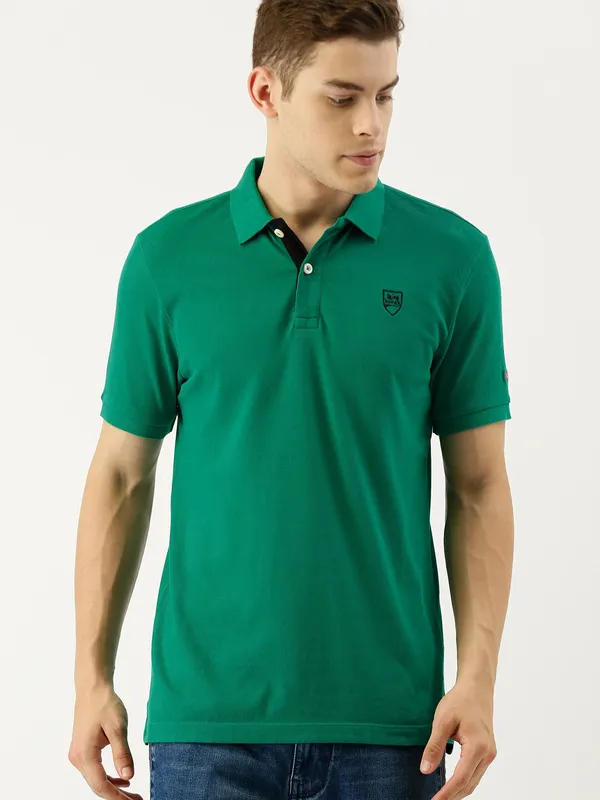 Being Human Regular Fit Men Polo Neck T-Shirts-Deep Green