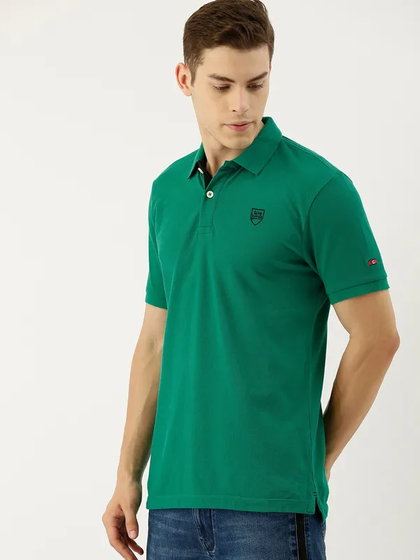 Being Human Regular Fit Men Polo Neck T-Shirts-Deep Green