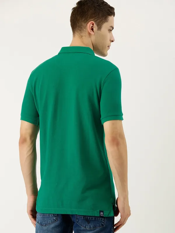 Being Human Regular Fit Men Polo Neck T-Shirts-Deep Green