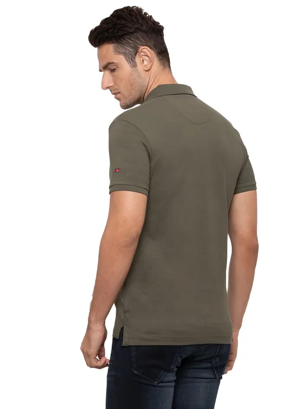 Being Human Regular Fit Men Polo Neck T-Shirts-Army