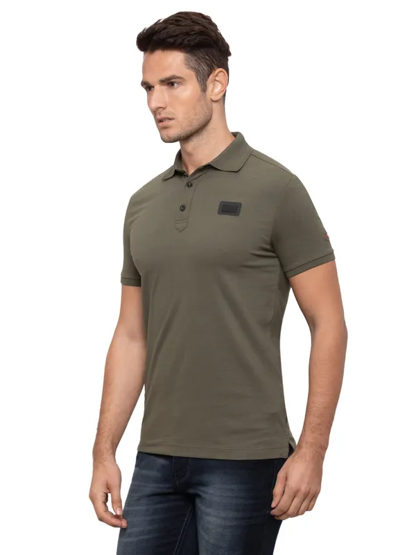 Being Human Regular Fit Men Polo Neck T-Shirts-Army