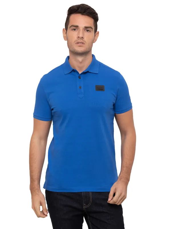 Being Human Regular Fit Men Polo Neck T-Shirts-Nautical Blue