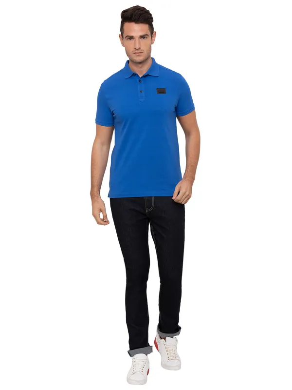 Being Human Regular Fit Men Polo Neck T-Shirts-Nautical Blue