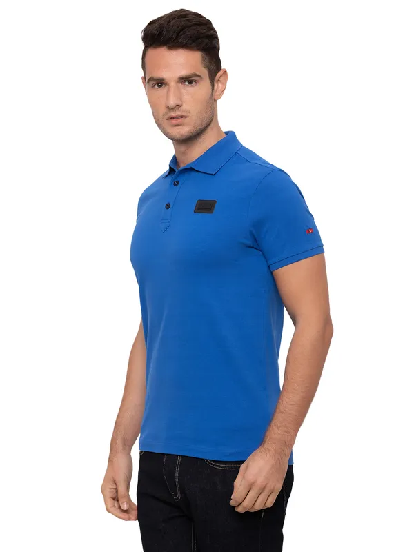 Being Human Regular Fit Men Polo Neck T-Shirts-Nautical Blue