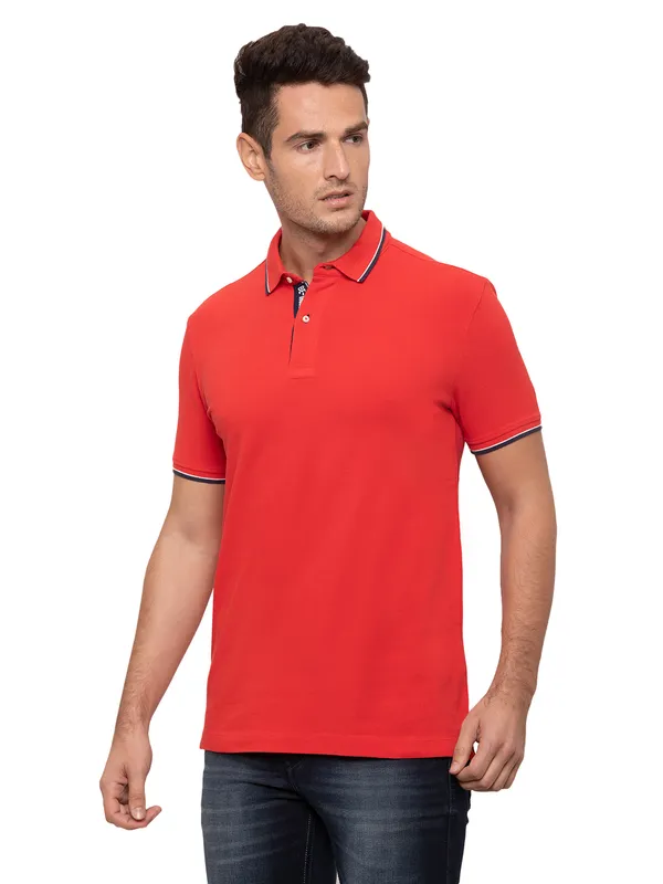 Being Human Clothing Men Regular Fit Polo Neck T-Shirts-Luminous Red
