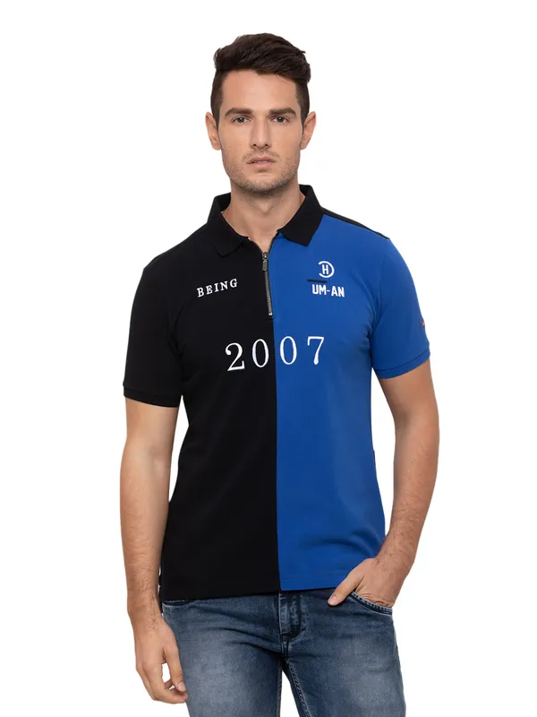 Being Human Regular Fit Men Polo Neck T-Shirts-Black