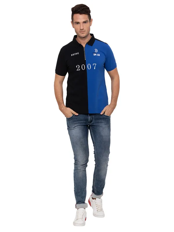 Being Human Regular Fit Men Polo Neck T-Shirts-Black