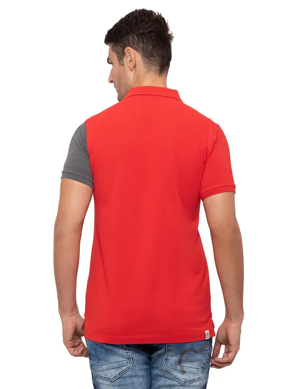 Being Human Regular Fit Men Polo Neck T-Shirts-Luminous Red