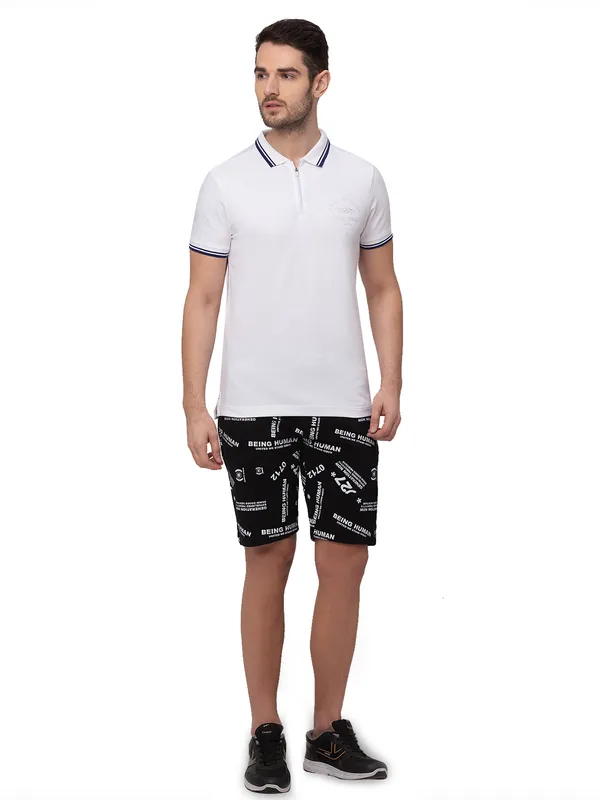 Being Human Clothing Men Regular Fit Polo Neck T-Shirts-White