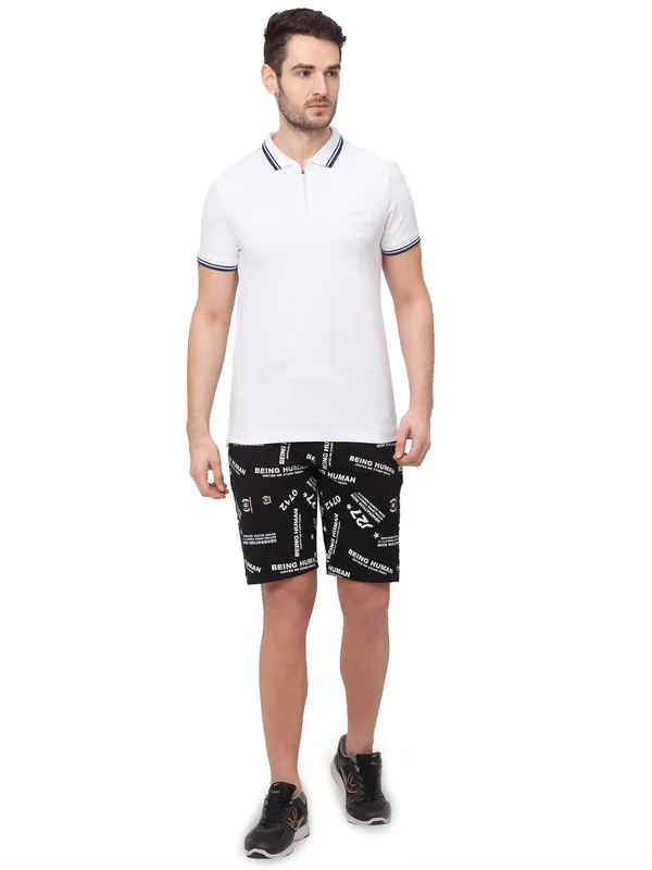 Being Human Clothing Men Regular Fit Polo Neck T-Shirts-White