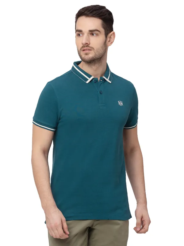 Being Human Regular Fit Men Polo Neck T-Shirts-Deep Teal
