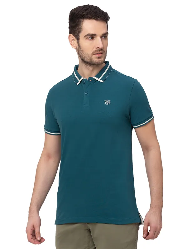 Being Human Regular Fit Men Polo Neck T-Shirts-Deep Teal
