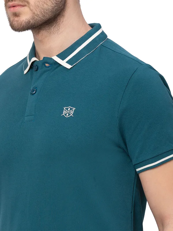 Being Human Regular Fit Men Polo Neck T-Shirts-Deep Teal