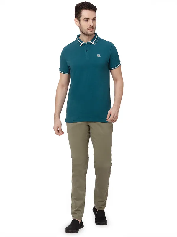 Being Human Regular Fit Men Polo Neck T-Shirts-Deep Teal