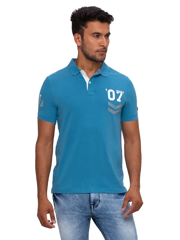 Being Human Regular Fit Men Polo Neck T-Shirts-Mid Night Blue