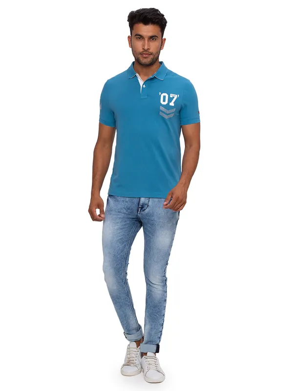 Being Human Regular Fit Men Polo Neck T-Shirts-Mid Night Blue