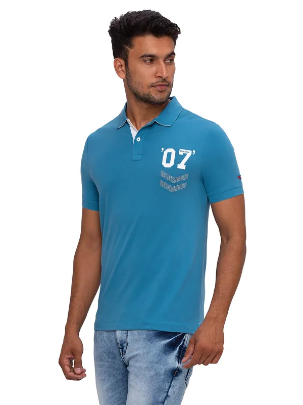 Being Human Regular Fit Men Polo Neck T-Shirts-Mid Night Blue