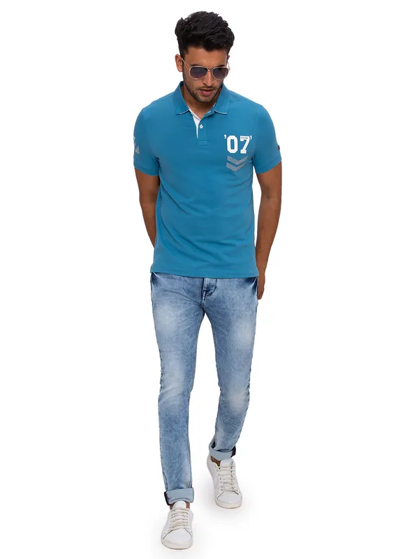 Being Human Regular Fit Men Polo Neck T-Shirts-Mid Night Blue