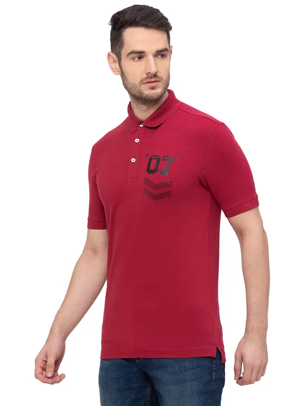 Being Human Regular Fit Men Polo Neck T-Shirts-Rio Red