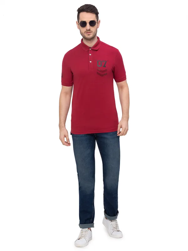 Being Human Regular Fit Men Polo Neck T-Shirts-Rio Red