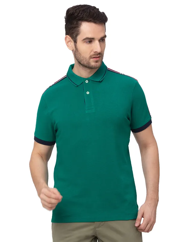 Being Human Clothing Men Regular Fit Polo Neck T-Shirts-Vivid Green