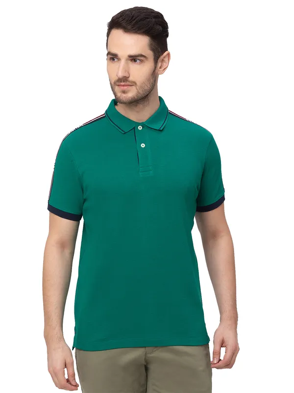 Being Human Clothing Men Regular Fit Polo Neck T-Shirts-Vivid Green