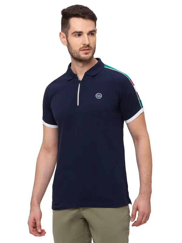 Being Human Regular Fit Men Polo Neck T-Shirts-Mood Navy