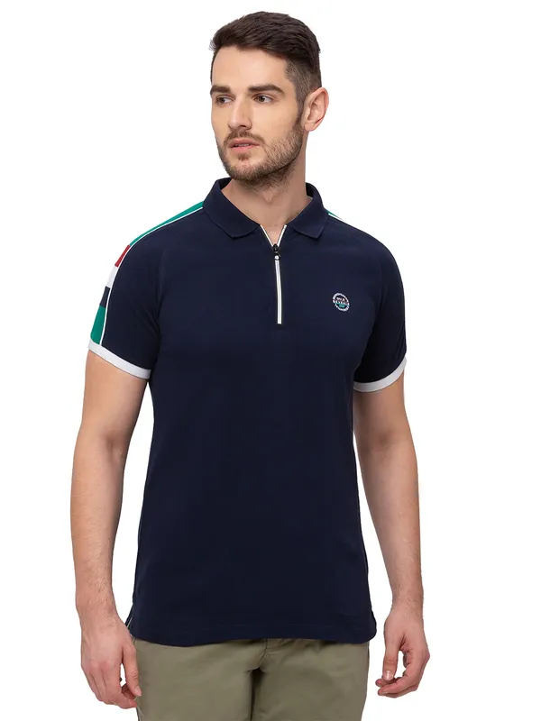 Being Human Regular Fit Men Polo Neck T-Shirts-Mood Navy