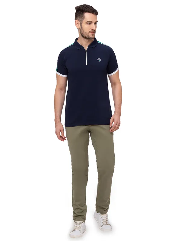 Being Human Regular Fit Men Polo Neck T-Shirts-Mood Navy