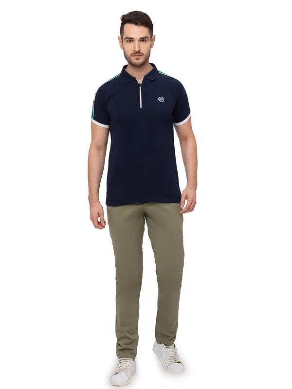 Being Human Regular Fit Men Polo Neck T-Shirts-Mood Navy