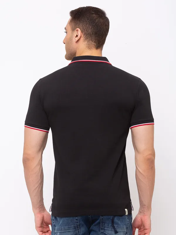 Being Human Regular Fit Men Polo Neck T-Shirts-Black