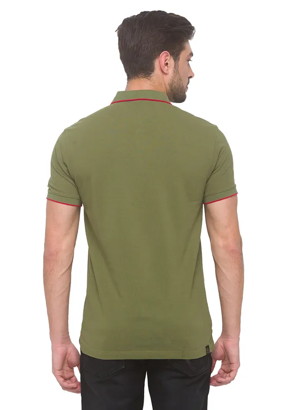 Being Human Regular Fit Men Polo Neck T-Shirts-Olive