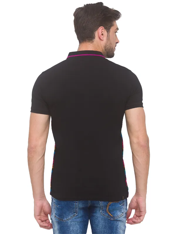 Being Human Clothing Men Regular Fit Polo Neck T-Shirts-Black