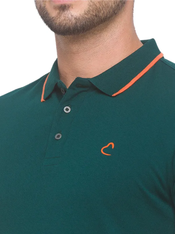 Being Human Clothing Men Regular Fit Polo Neck T-Shirts-Forest Green