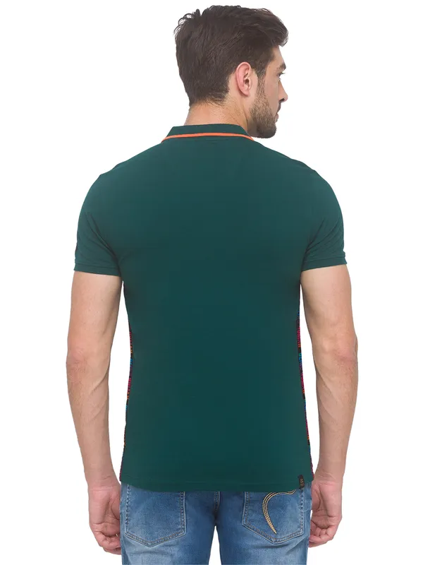 Being Human Clothing Men Regular Fit Polo Neck T-Shirts-Forest Green