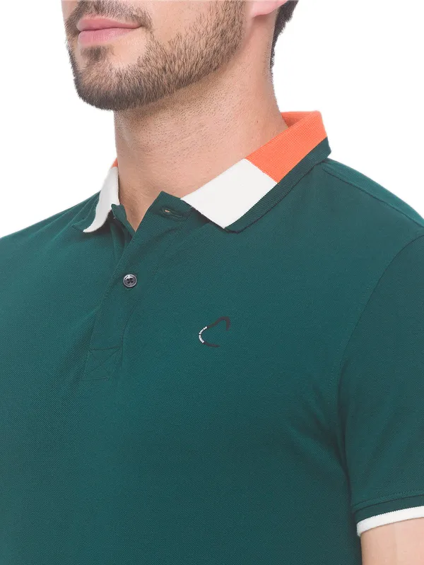 Being Human Regular Fit Men Polo Neck T-Shirts-Forest Green