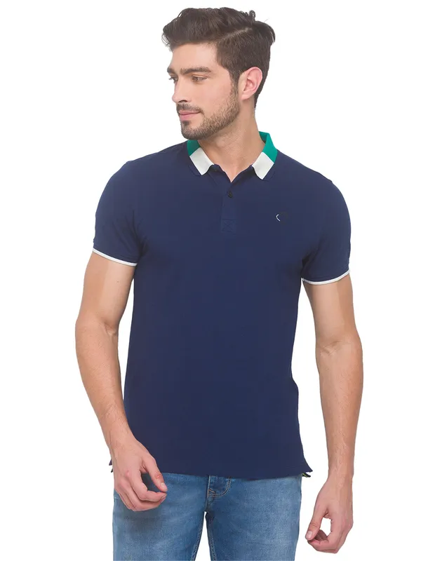 Being Human Regular Fit Men Polo Neck T-Shirts-Navy