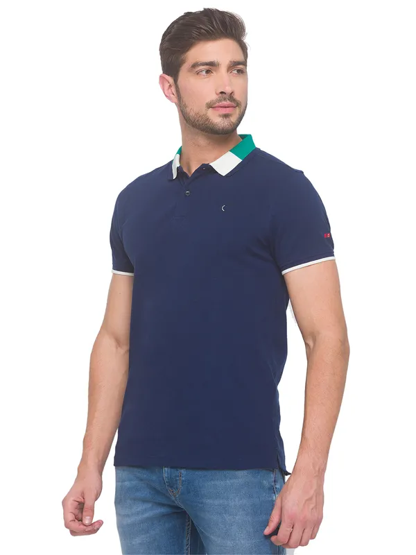 Being Human Regular Fit Men Polo Neck T-Shirts-Navy