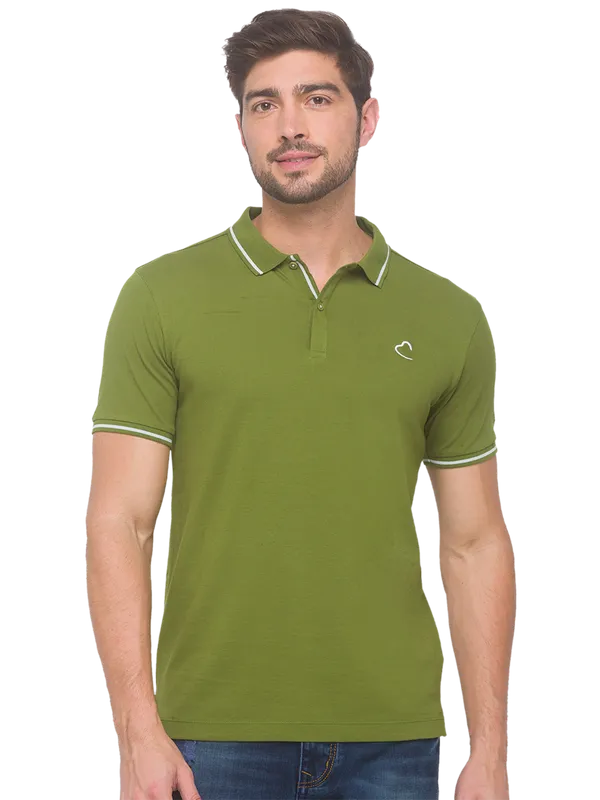 Being Human Regular Fit Men Polo Neck T-Shirts-Dk. Green