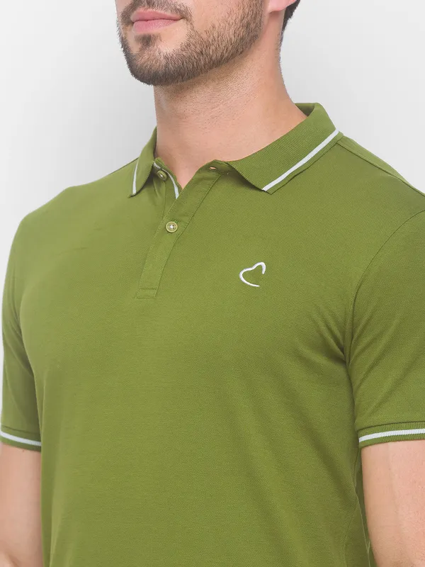 Being Human Regular Fit Men Polo Neck T-Shirts-Dk. Green