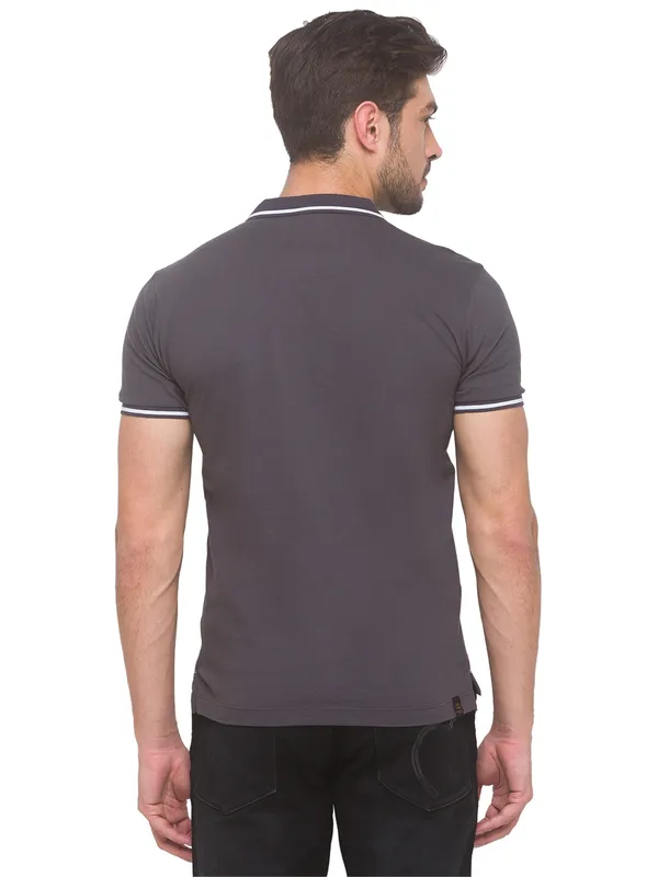 Being Human Regular Fit Men Polo Neck T-Shirts-Dk. Grey