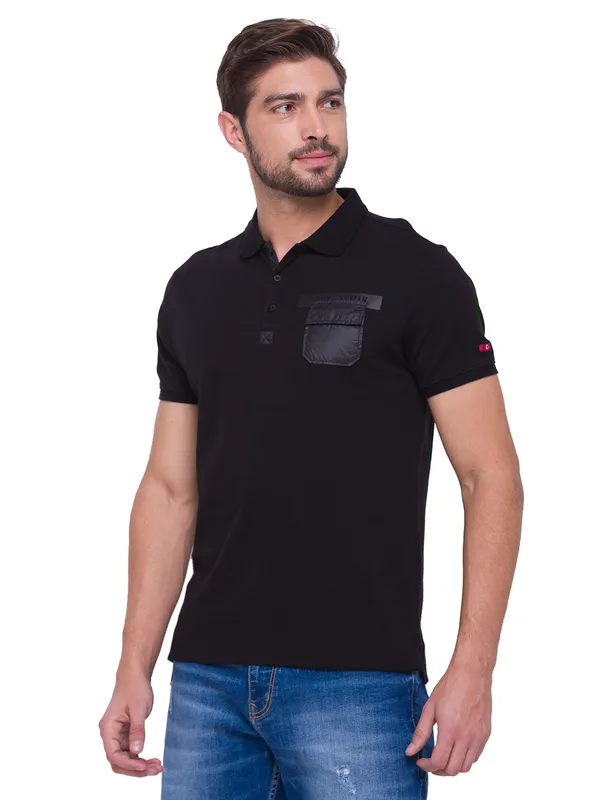 Being Human Regular Fit Men Polo Neck T-Shirts-Black