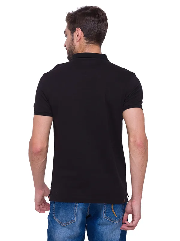 Being Human Regular Fit Men Polo Neck T-Shirts-Black