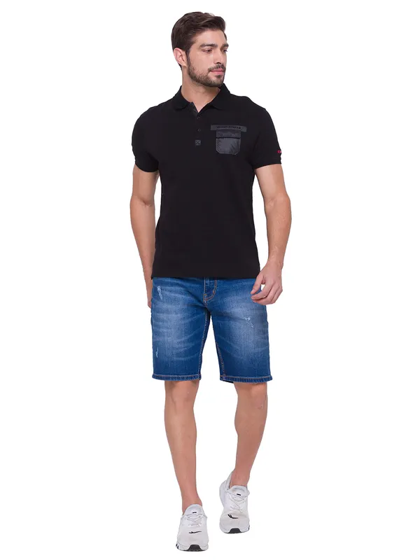 Being Human Regular Fit Men Polo Neck T-Shirts-Black