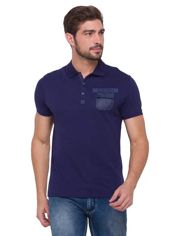 Being Human Regular Fit Men Polo Neck T-Shirts-Navy