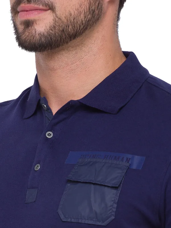 Being Human Regular Fit Men Polo Neck T-Shirts-Navy