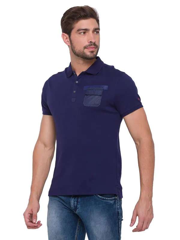 Being Human Regular Fit Men Polo Neck T-Shirts-Navy