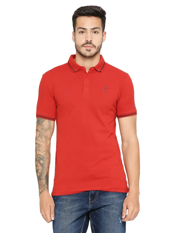 Being Human Regular Fit Men Polo Neck T-Shirts-Brick