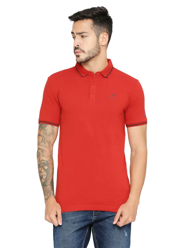 Being Human Regular Fit Men Polo Neck T-Shirts-Brick