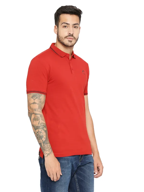 Being Human Regular Fit Men Polo Neck T-Shirts-Brick